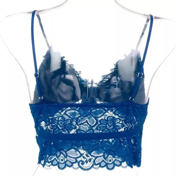 Lace bralette padded blue adjustable straps - Picture 2 of 3